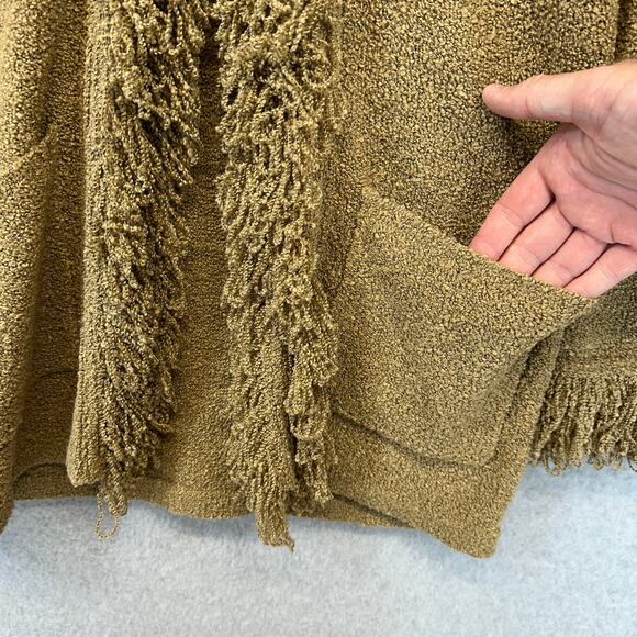 Dialogue Sweater Womens Size XS Brown Acrylic Blend Boucle Fringe Cardigan NWT - Picture 4 of 15